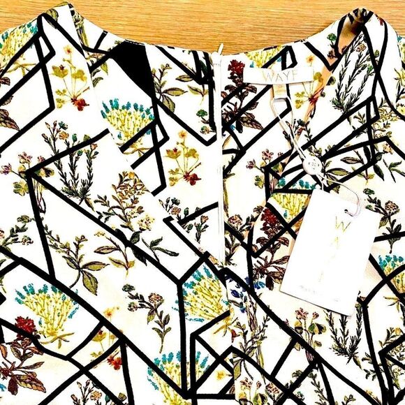 WAYF HENDRIX PRINT V-NECK ABSTRACT FLORAL LONG SLEEVE SHEATH DRESS M NWT - Picture 5 of 17